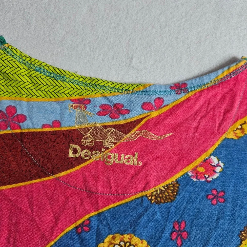 Desigual Kids Friends T-Shirt Kokeshi Doll Patchwork Multi Color Size 7/8 Spain